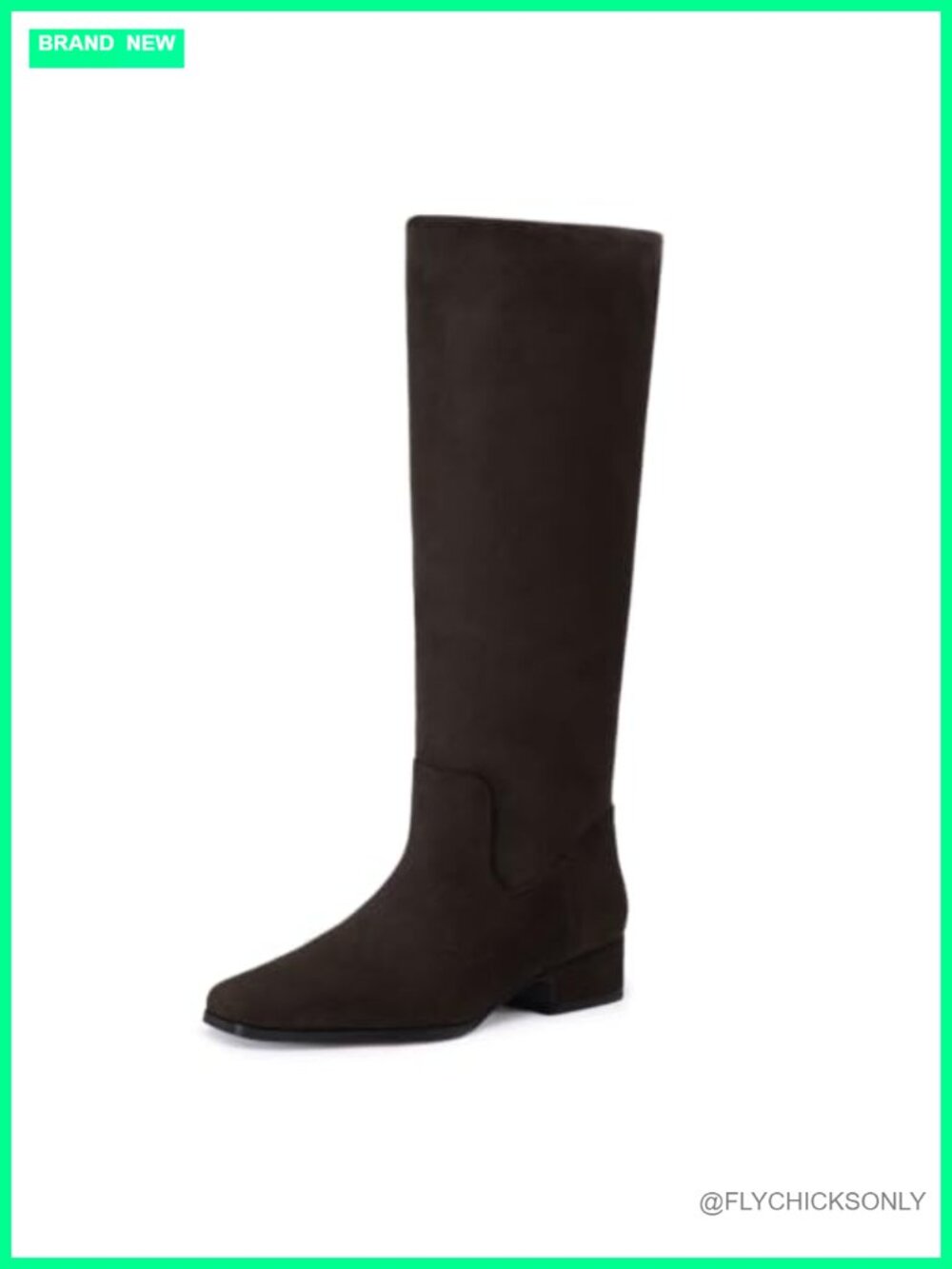 Suede Knee High Boots Women Low Heel Tall Square Toe Fall Winter